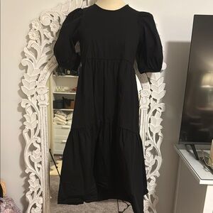 Zara Cotton tiered puffy sleeve dress